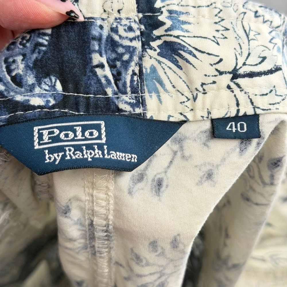 Polo Ralph Lauren Mens 40 Patchwork Bandana Paisley Board Shorts Blue Cotton Y2K